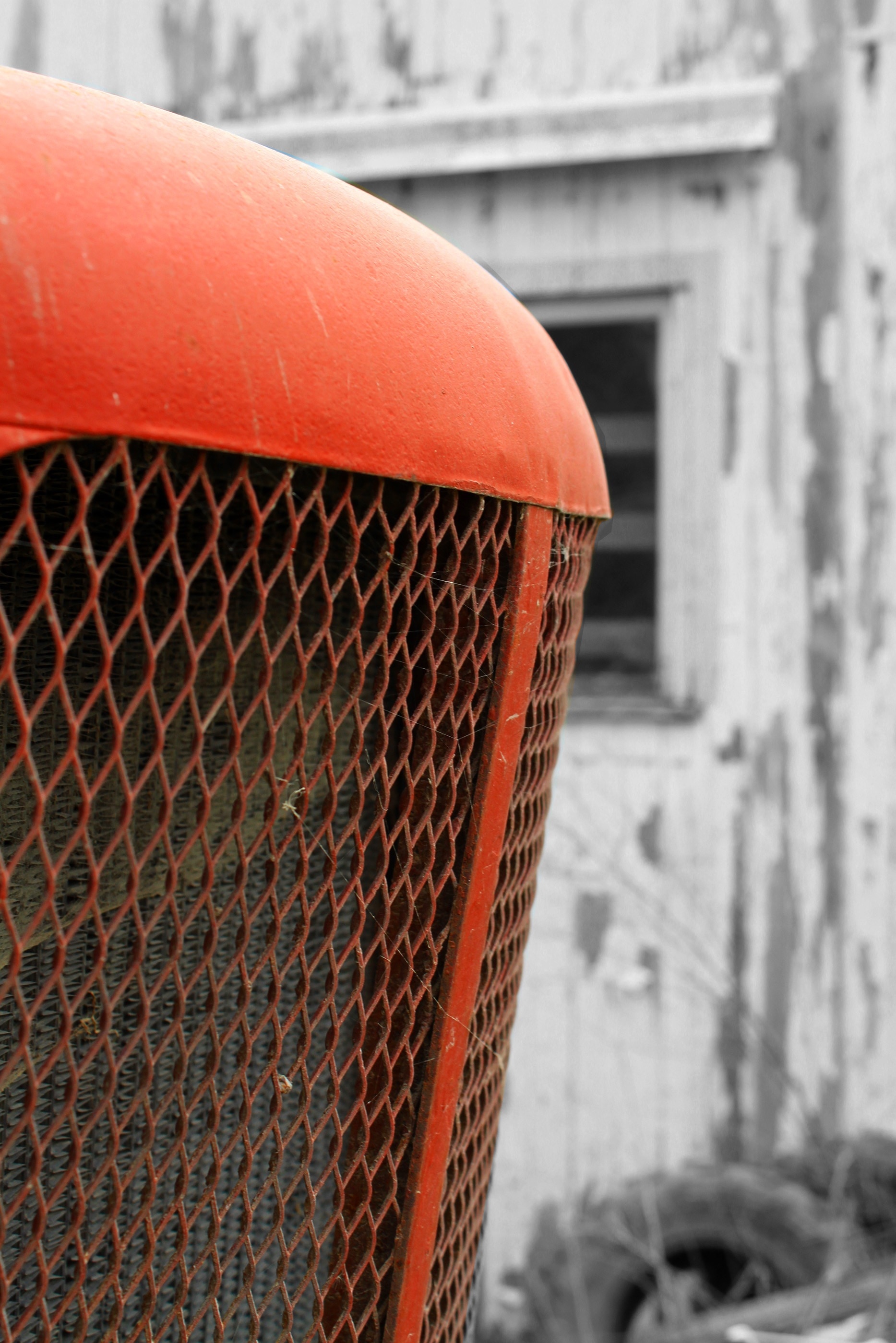 orange metal mesh container