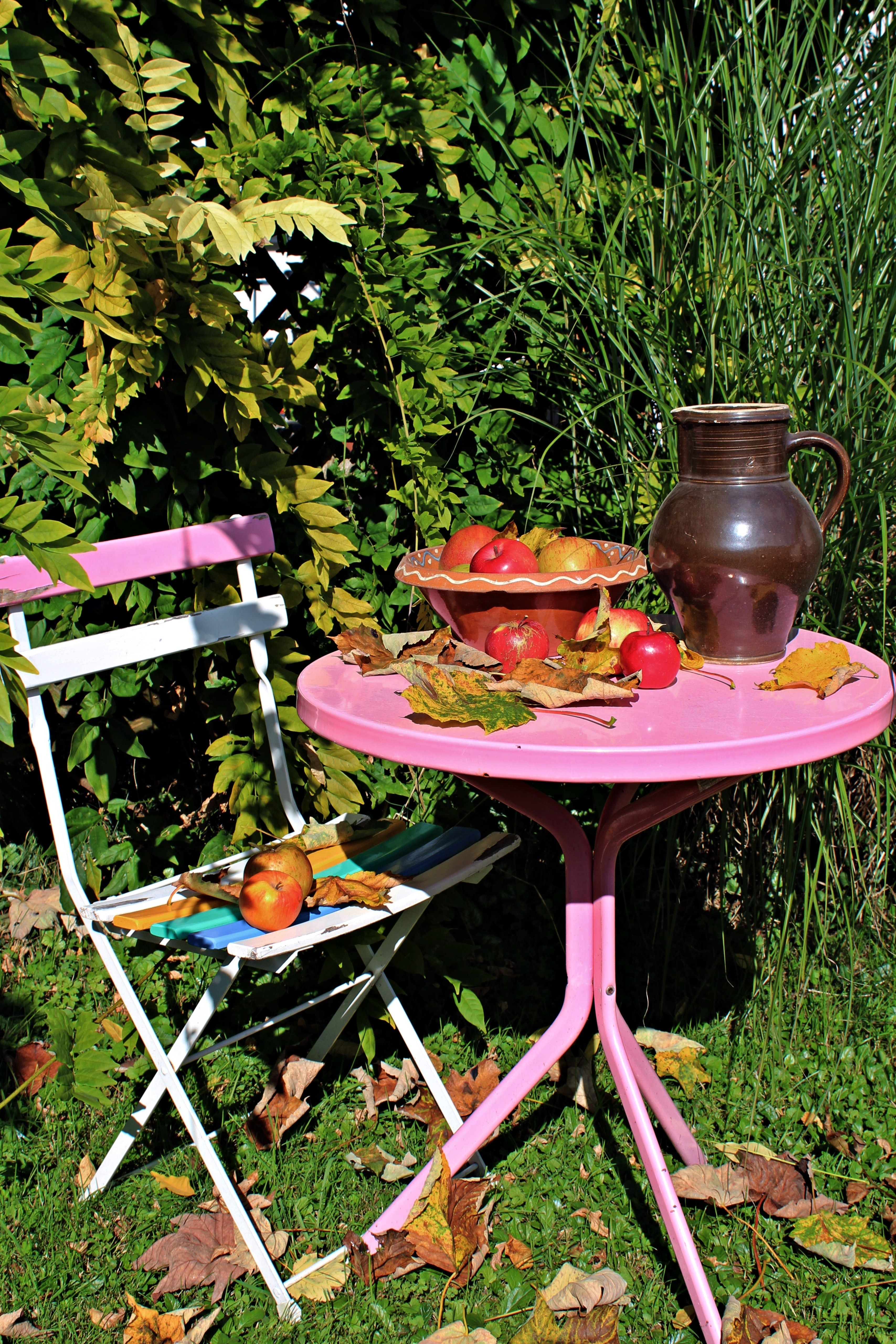 Garden Table, Garden, Autumn, Apple, chair, table