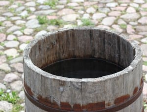 gray wooden round pail thumbnail