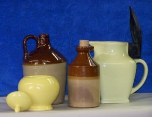 white and brown ceramic jug thumbnail
