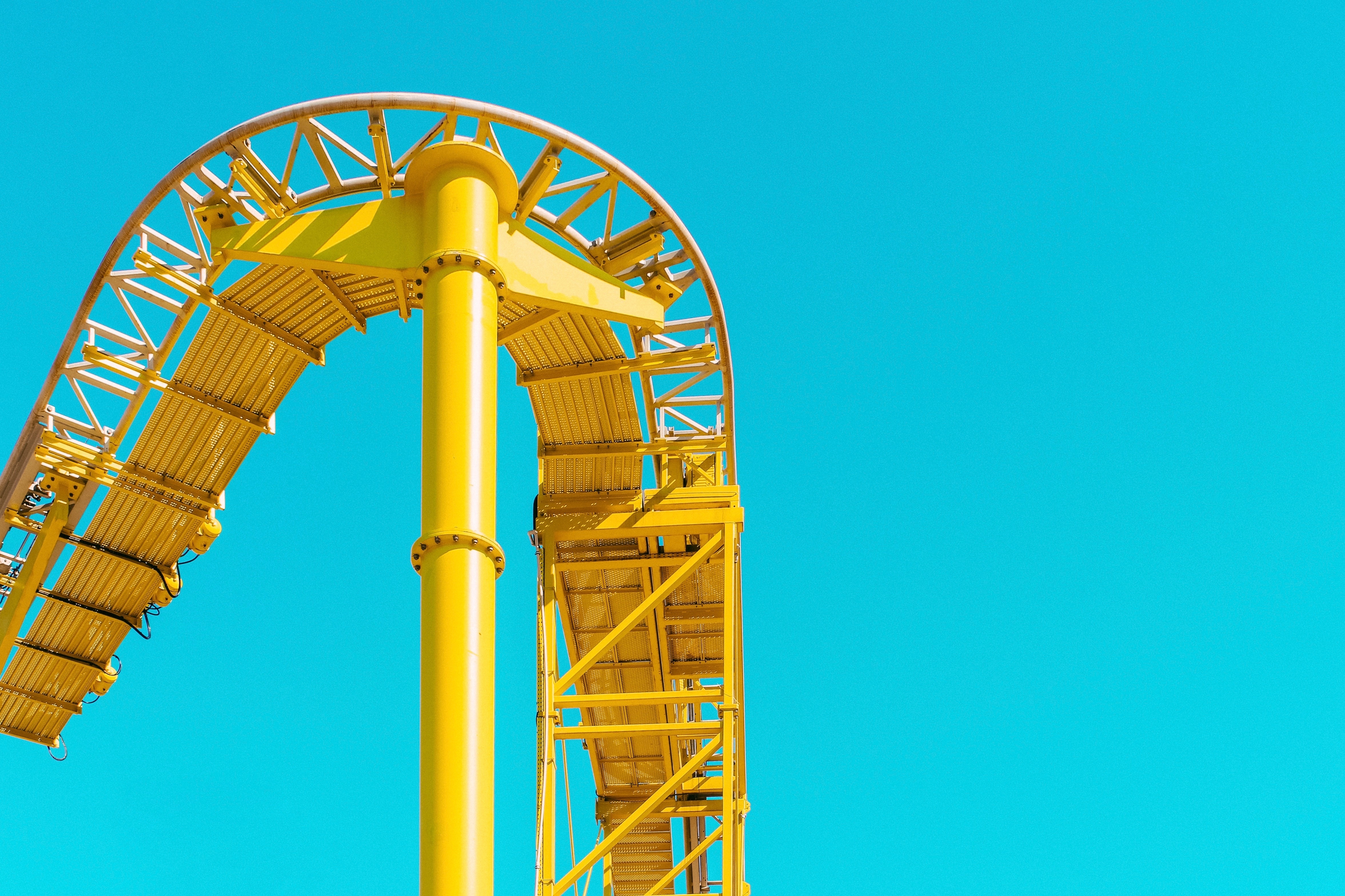yellow amusement park rail