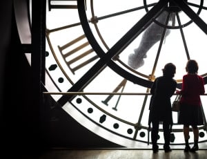 Clock, Museum, Paris, Orsay, two people, silhouette thumbnail