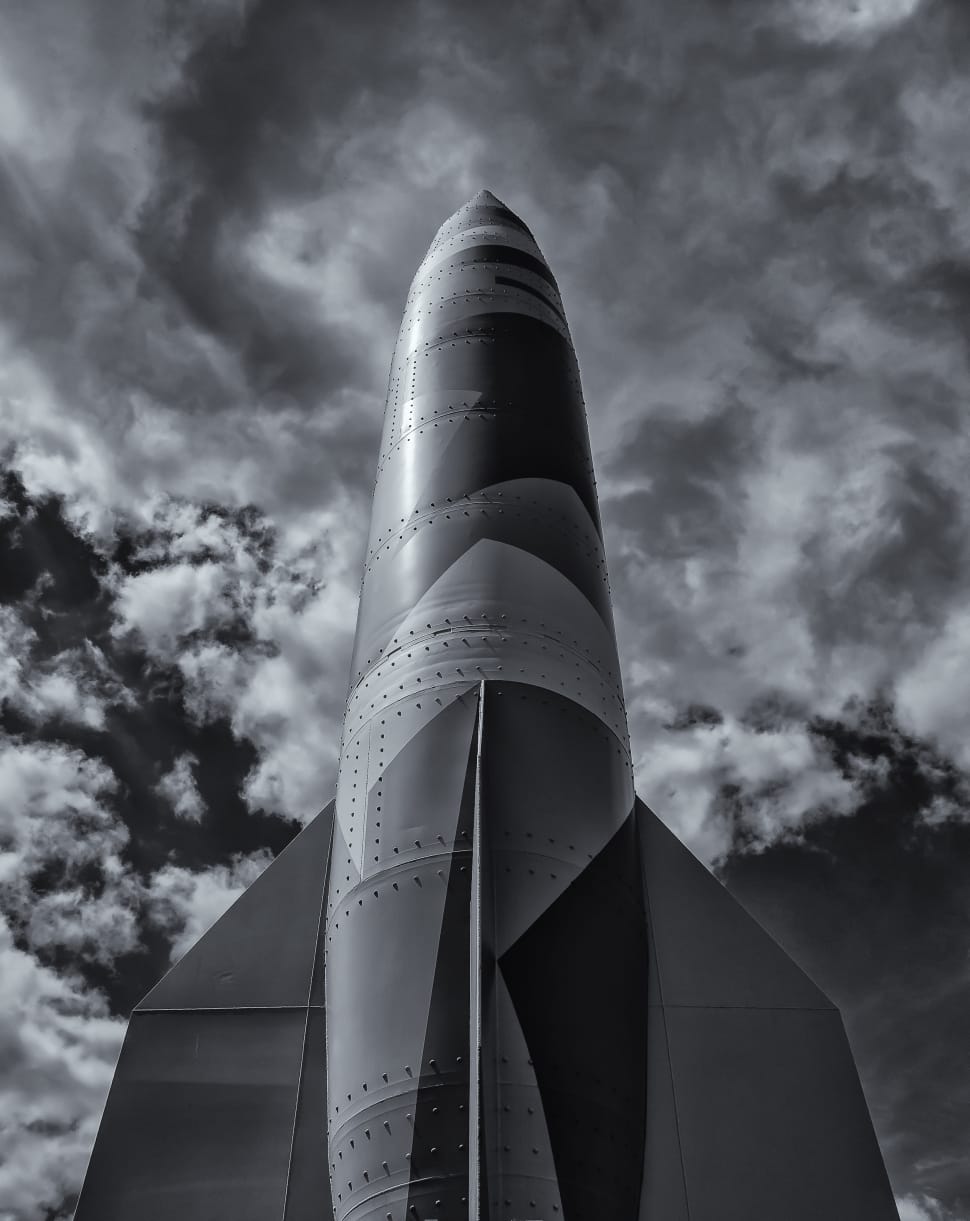 rocket grayscale photo preview