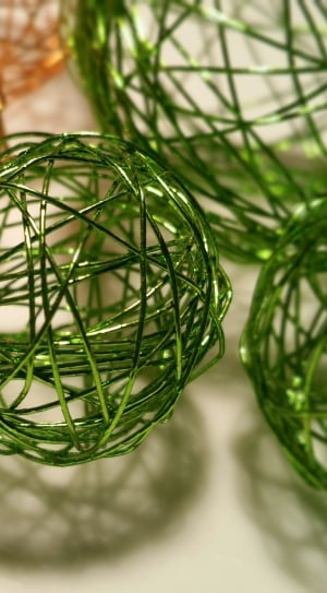 Wire, Decoration, Ball, Background, green color, close-up thumbnail