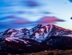 white snow covered mountain during sunset thumbnail