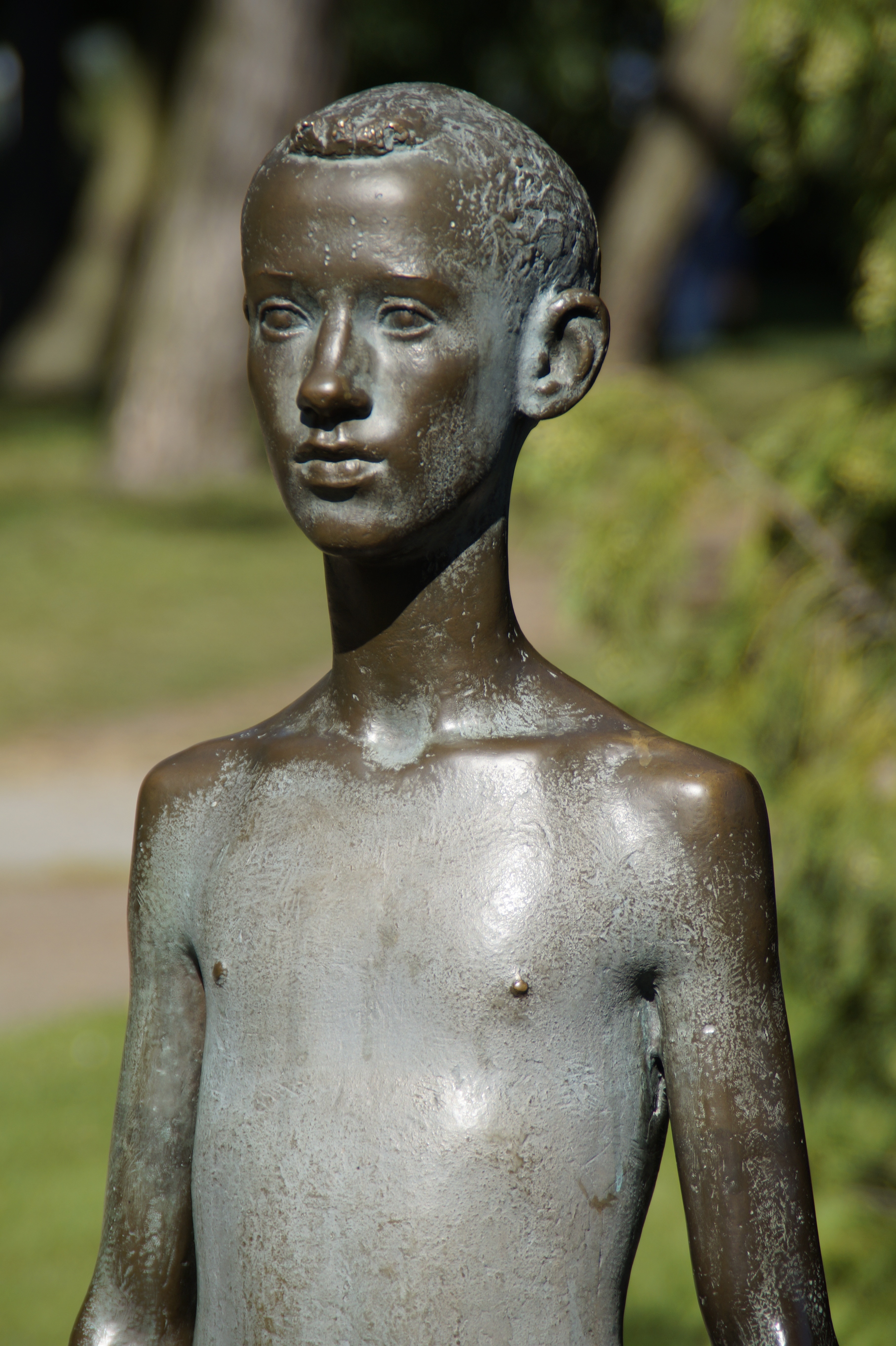 boy themed steel statue