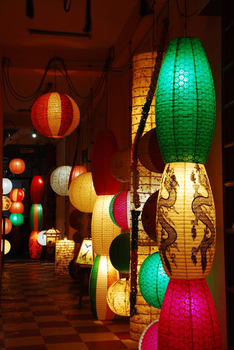 Green Brown And Floor Lamp Free, Chinese Paper Lantern Table Lamp