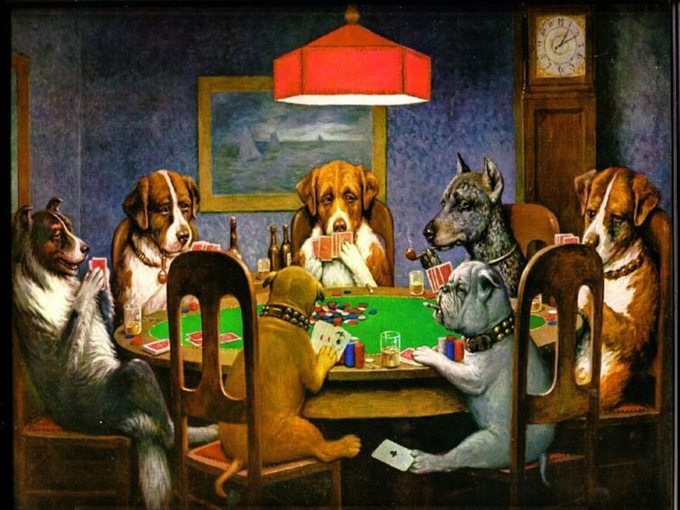 dogs-canines-c-m-coolidge-poker-wallpape