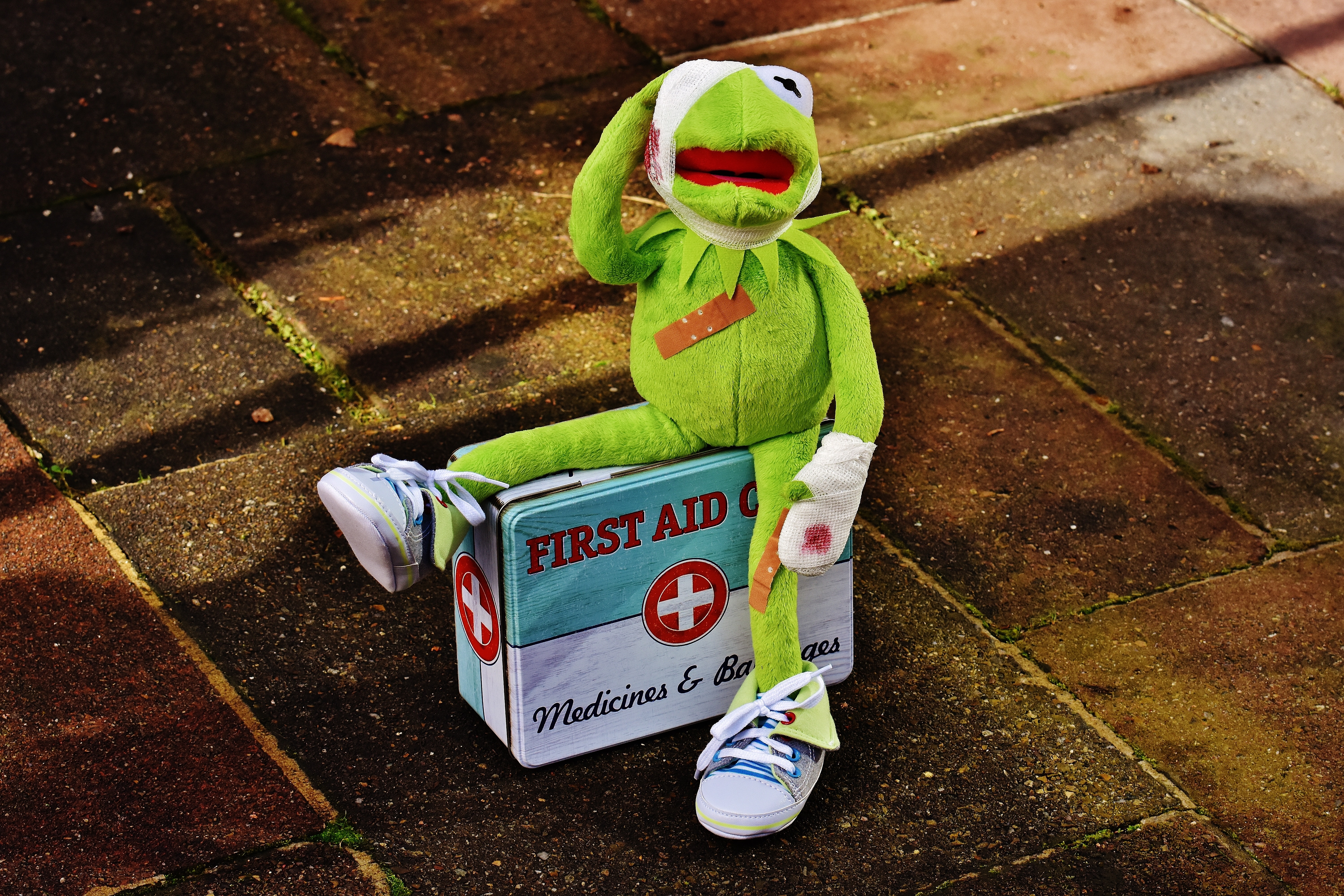 green fog plush toy first aid kit