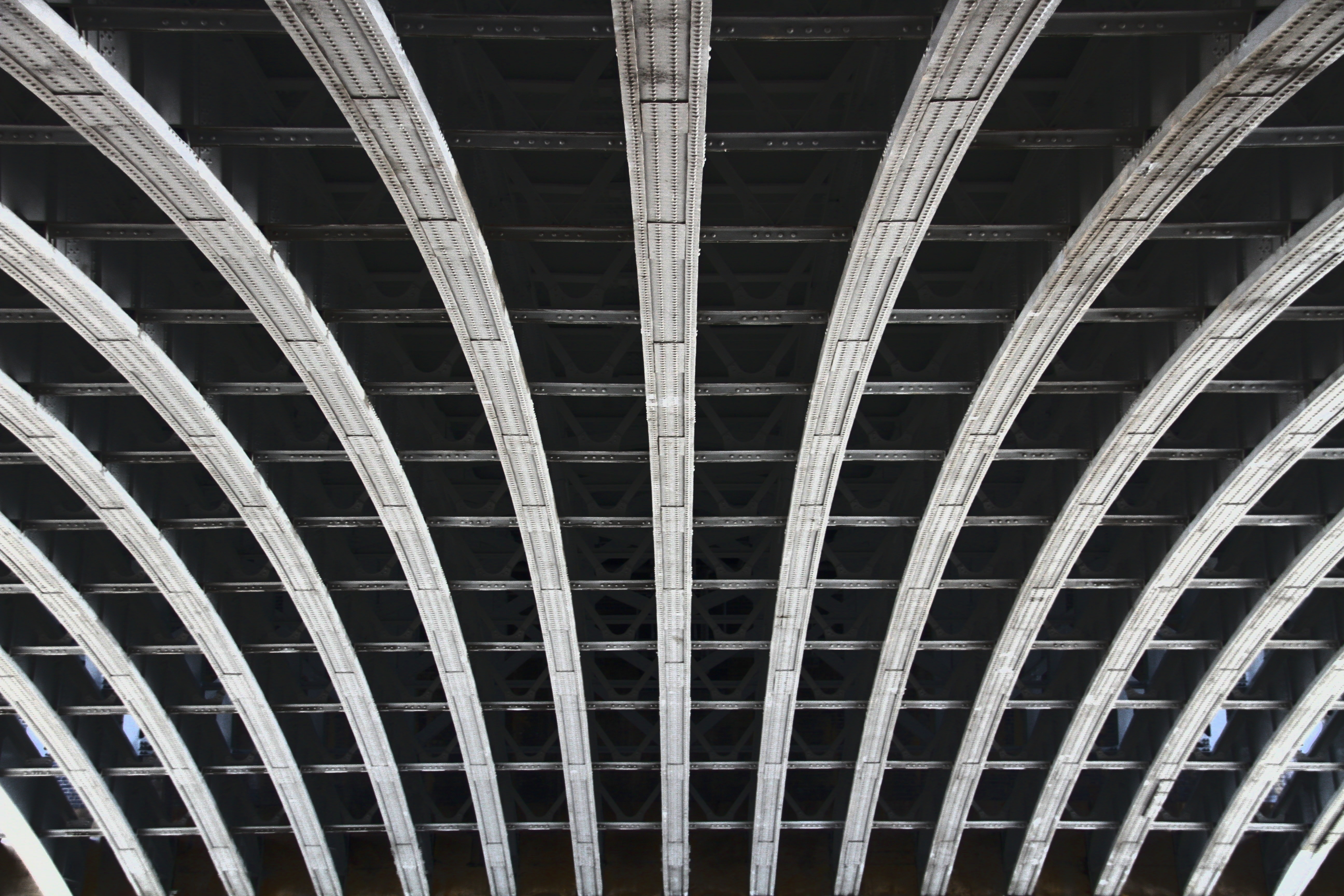 gray steel bridge frame