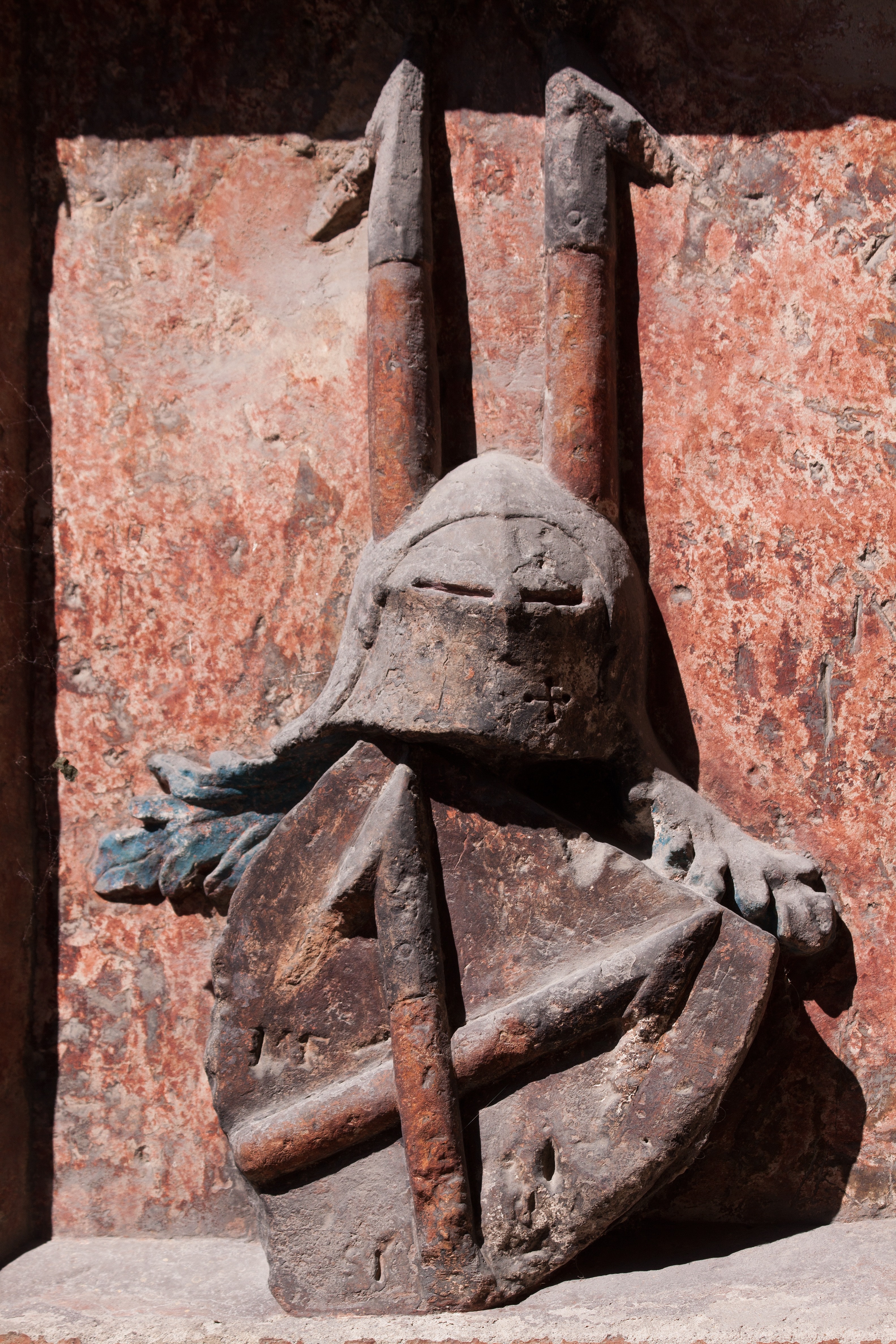 knight warrior engraved rock