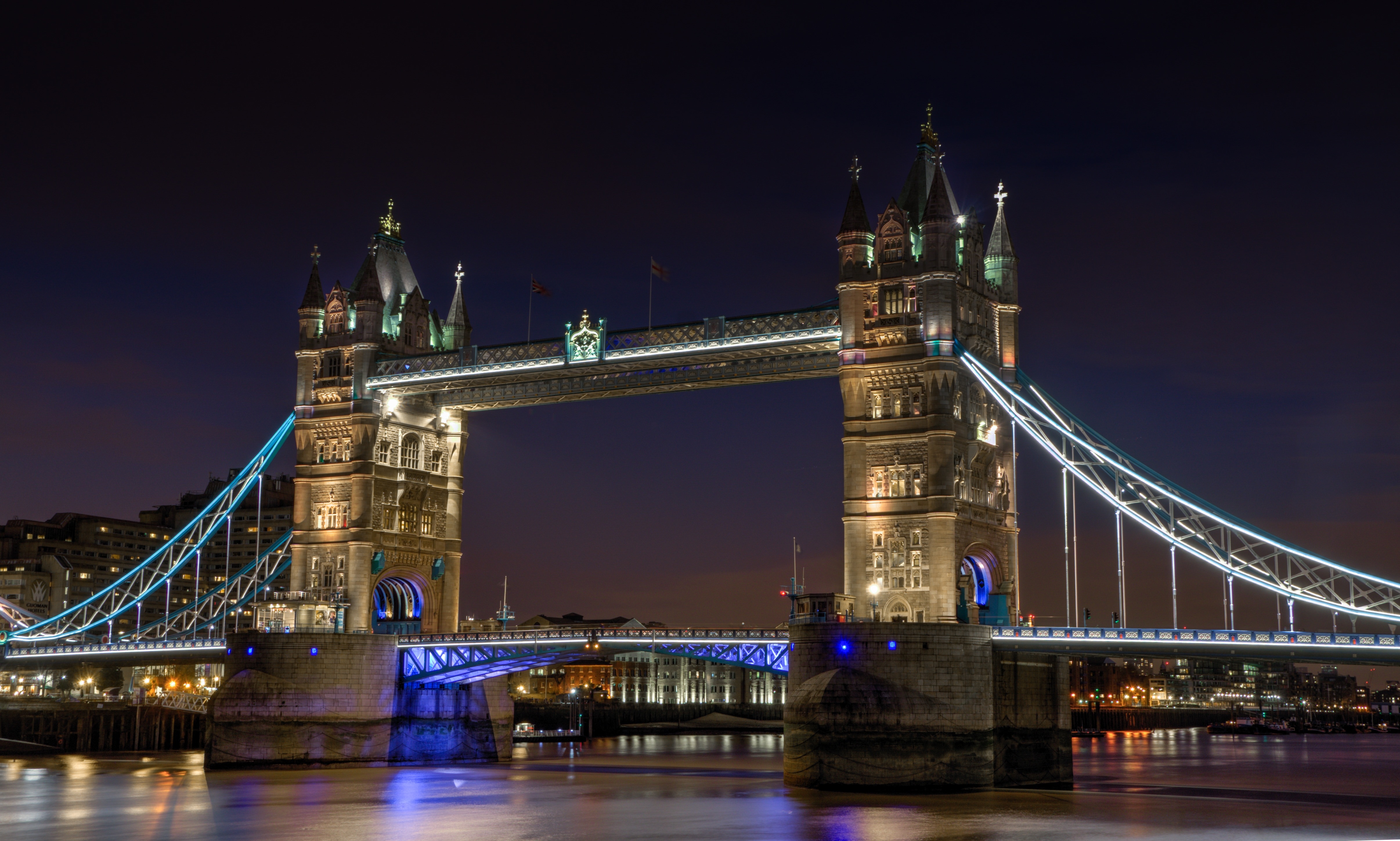 Night, City, Bridge, Tower Bridge, bridge - man made structure, night