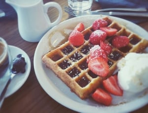 waffle with chocolate coating on brown surface thumbnail