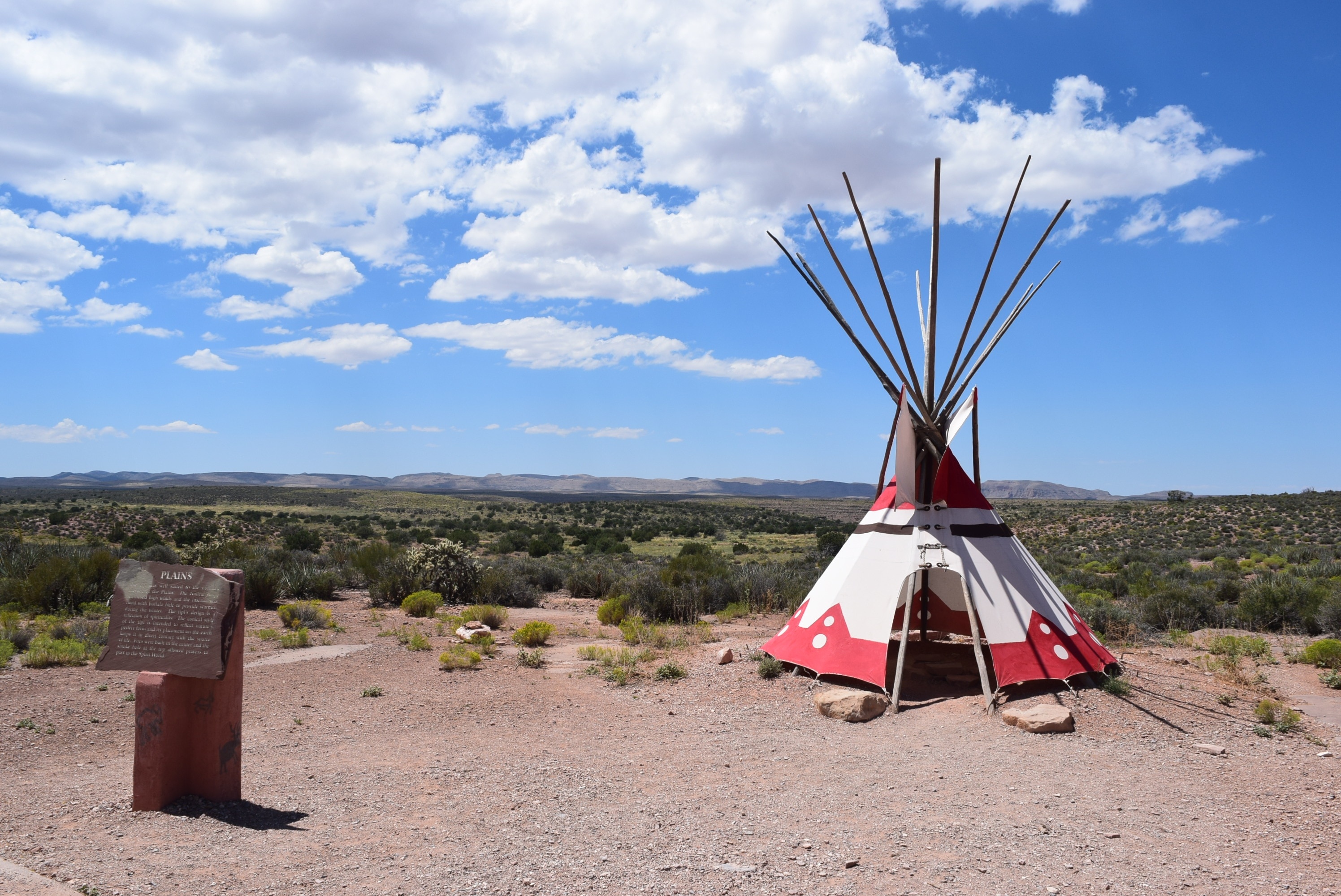 red and white tipi shown