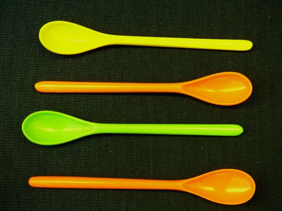 Spoons, Colors, Plastic, green color, group of objects preview