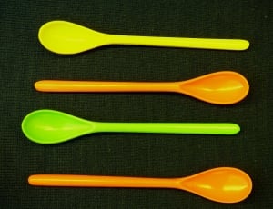 Spoons, Colors, Plastic, green color, group of objects thumbnail