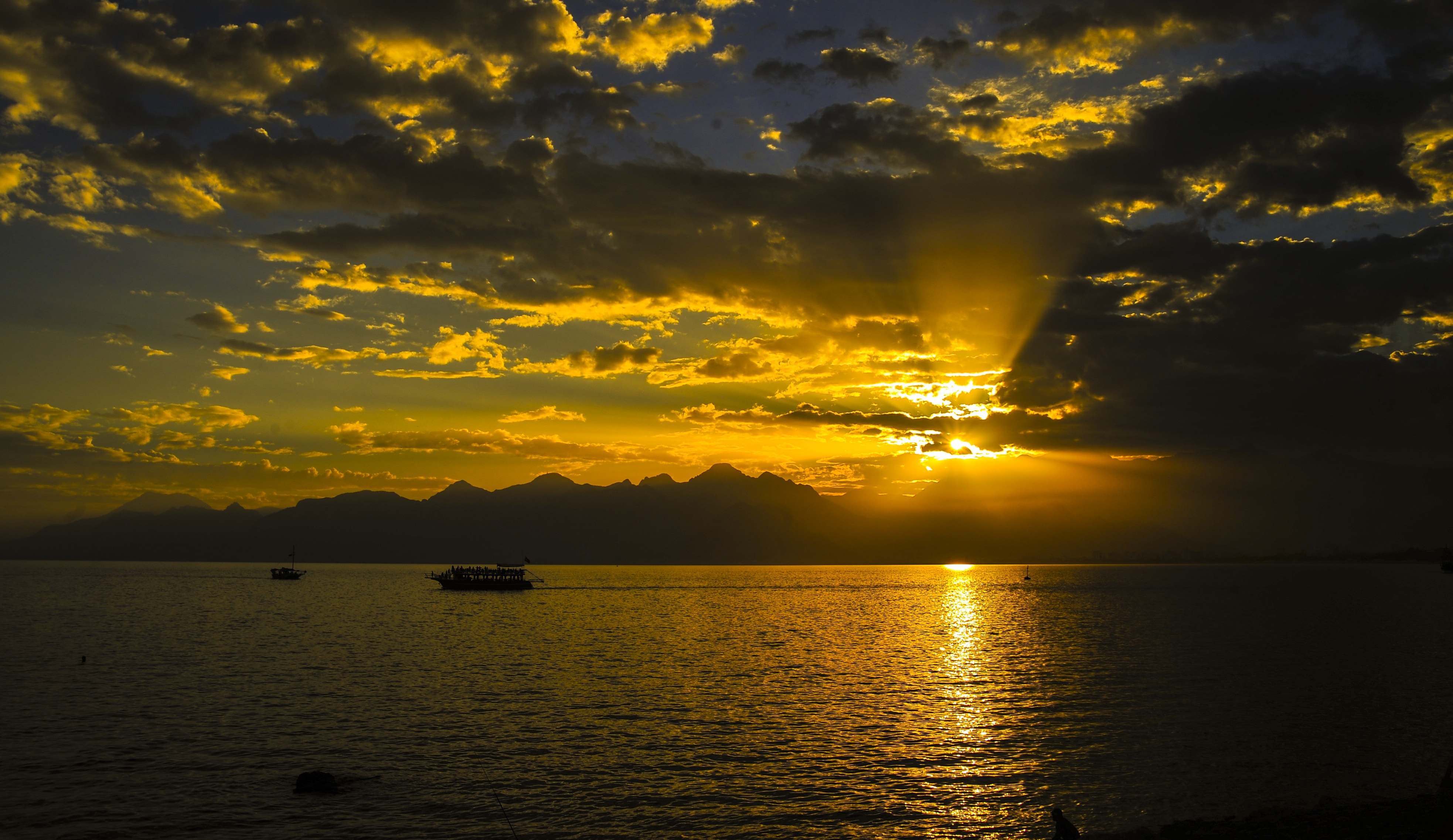 Sunset, Marine, Peace, Antalya, Sparkle, sunset, reflection