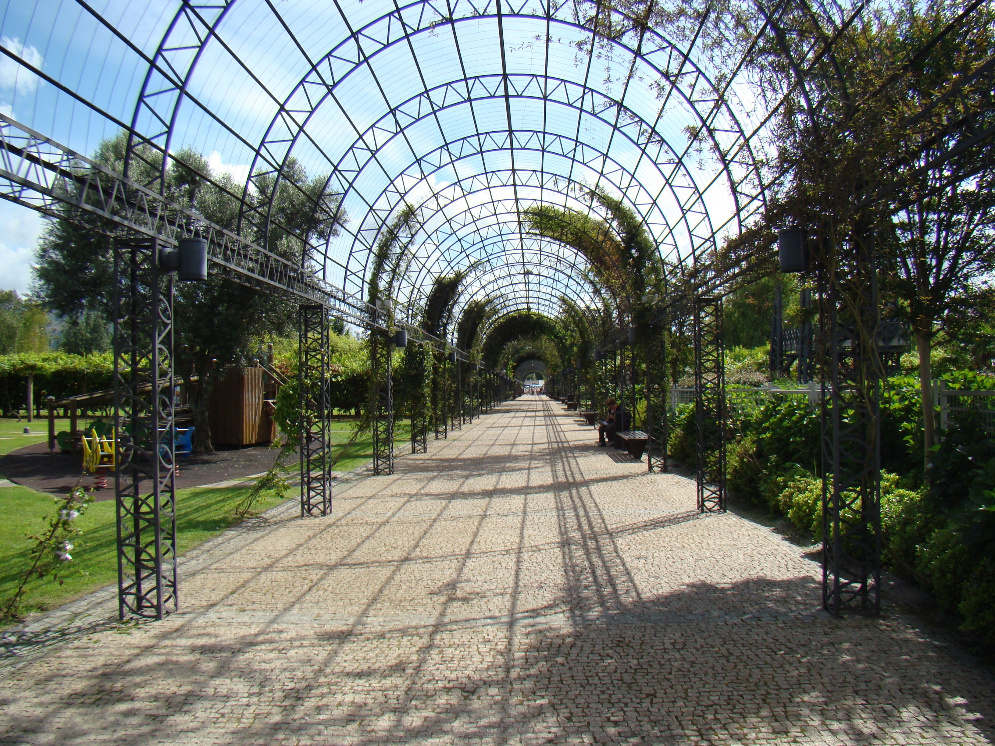 black metal pathway canopy