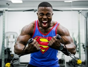 men's blue and red superman tank top thumbnail