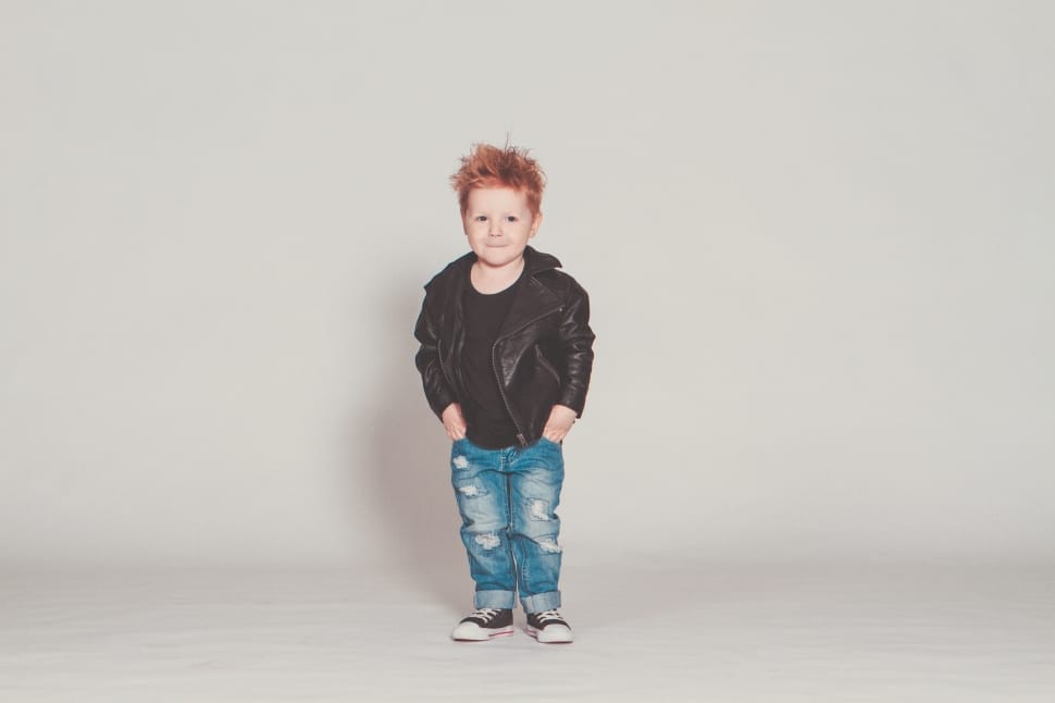 boy's black leather zip up jackete preview