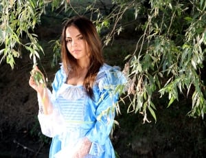 women's blue and white traditional dress thumbnail