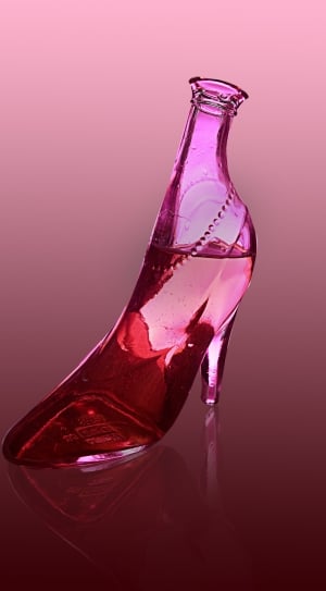 stiletto themed pink clear glass bottle thumbnail