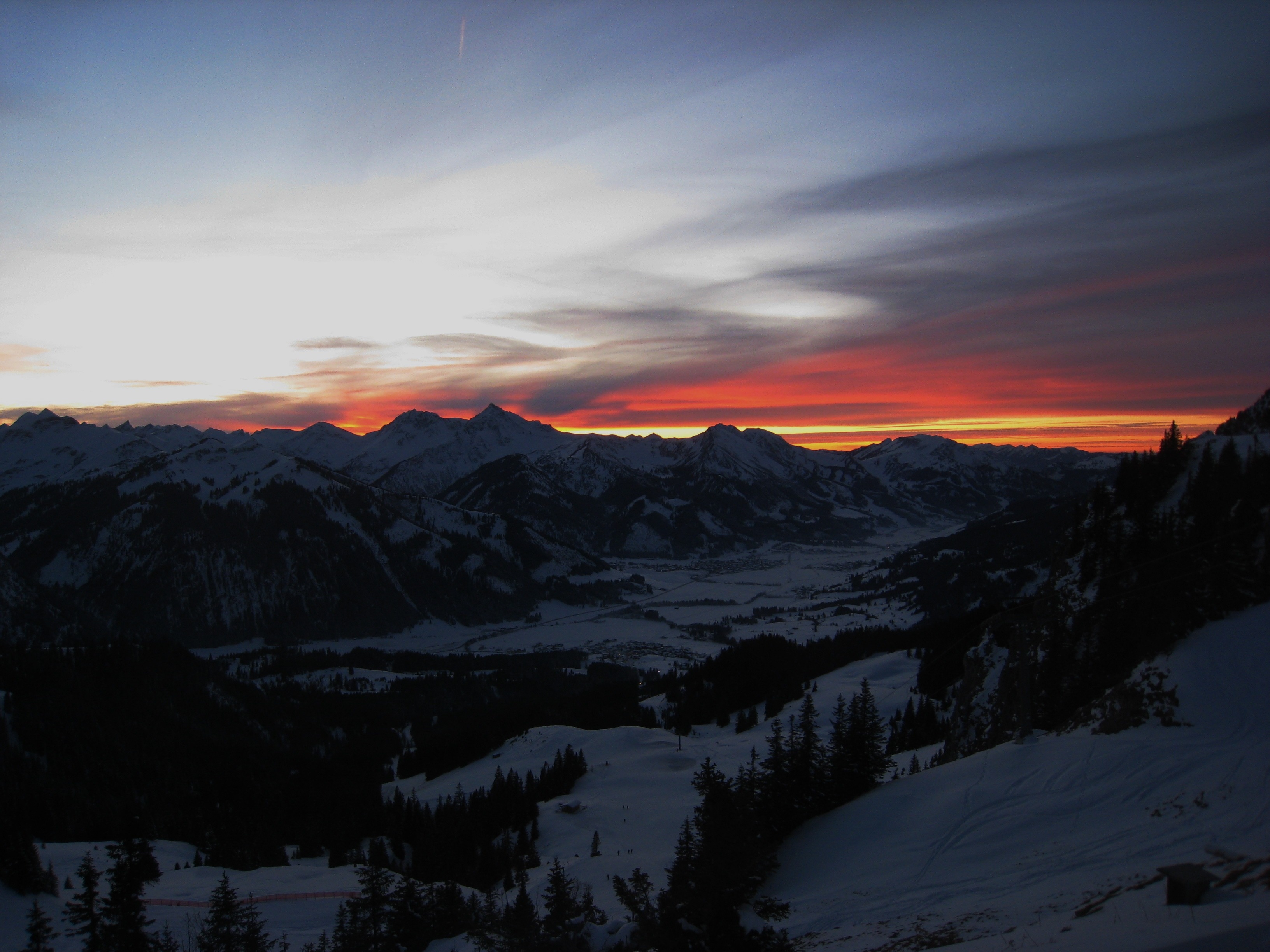 snowy mountain sunset