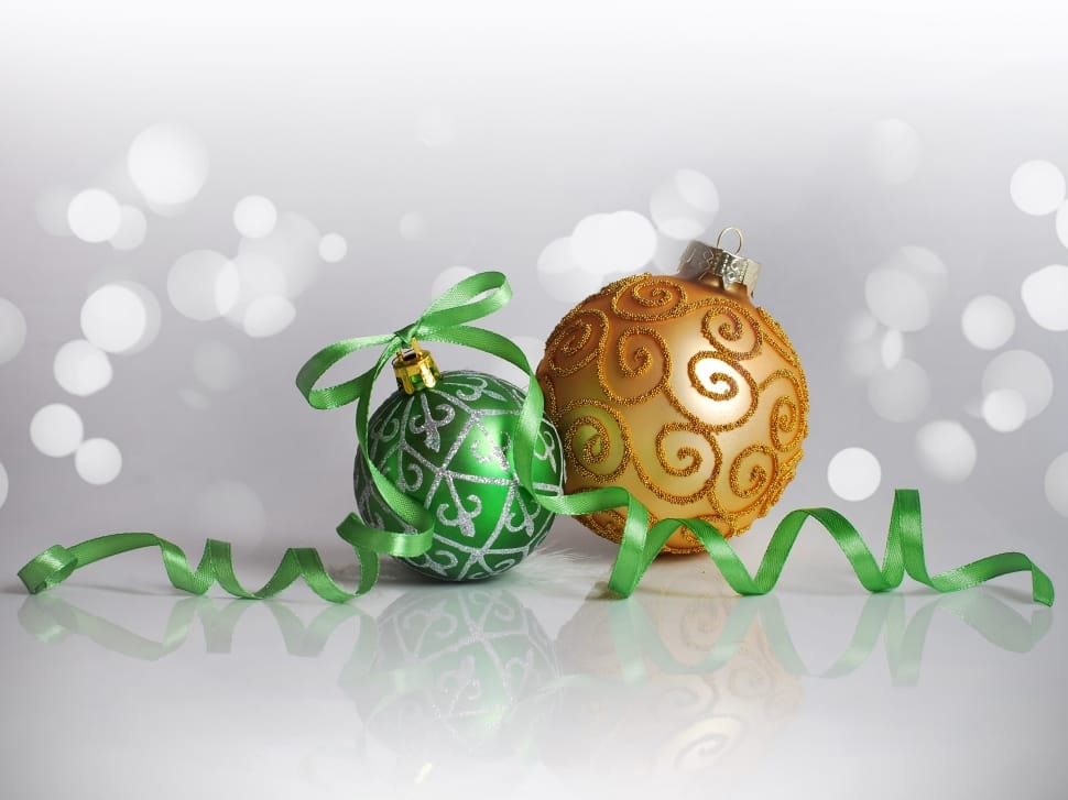 two christmas baubles and ribbon lace preview