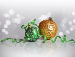 two christmas baubles and ribbon lace thumbnail