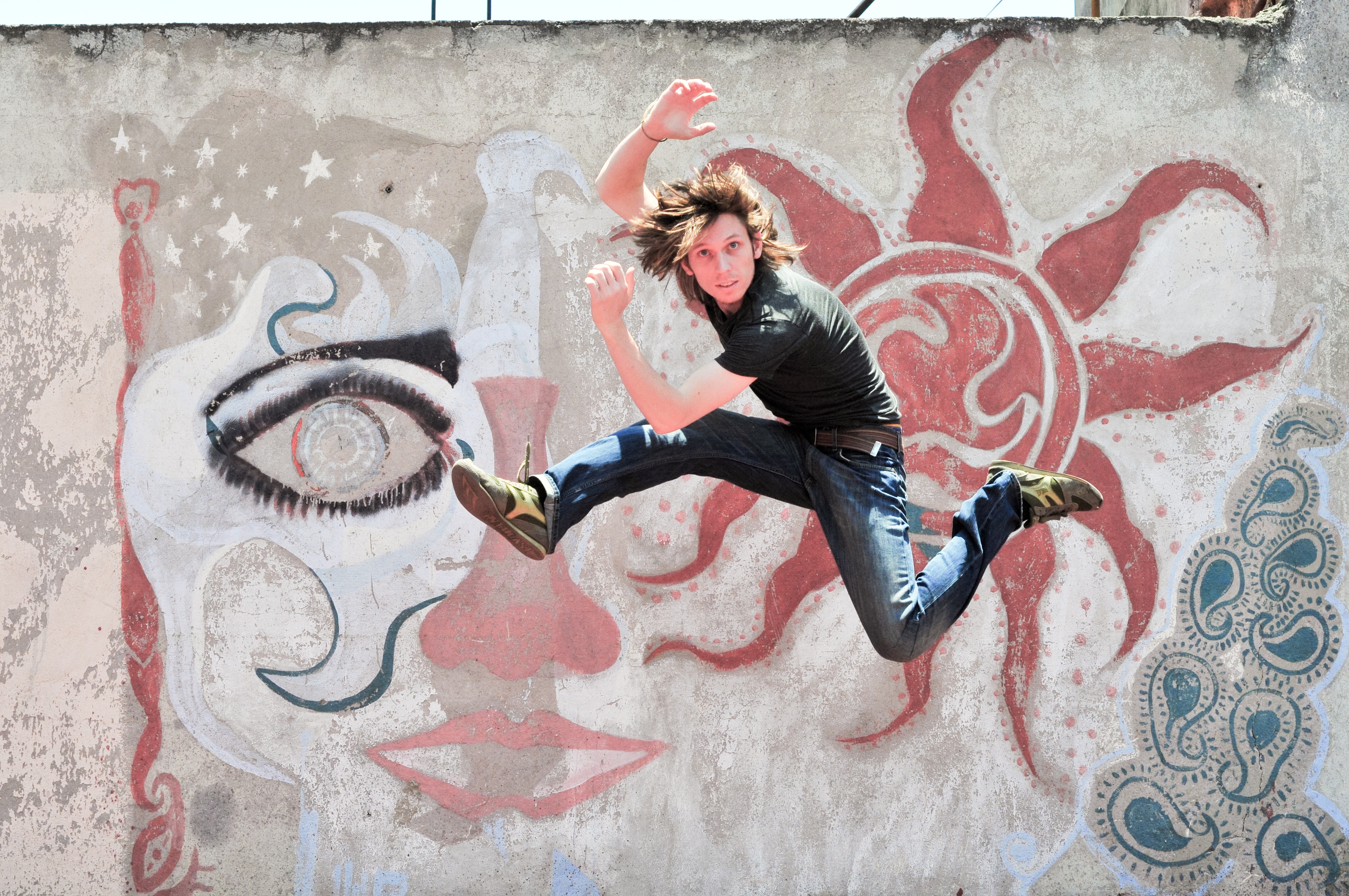 Concrete, Jumping, Wall, Person, Male, full length, human arm