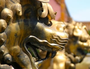 Monster, Sculpture, Dragon, China, Asia, gold colored, statue thumbnail