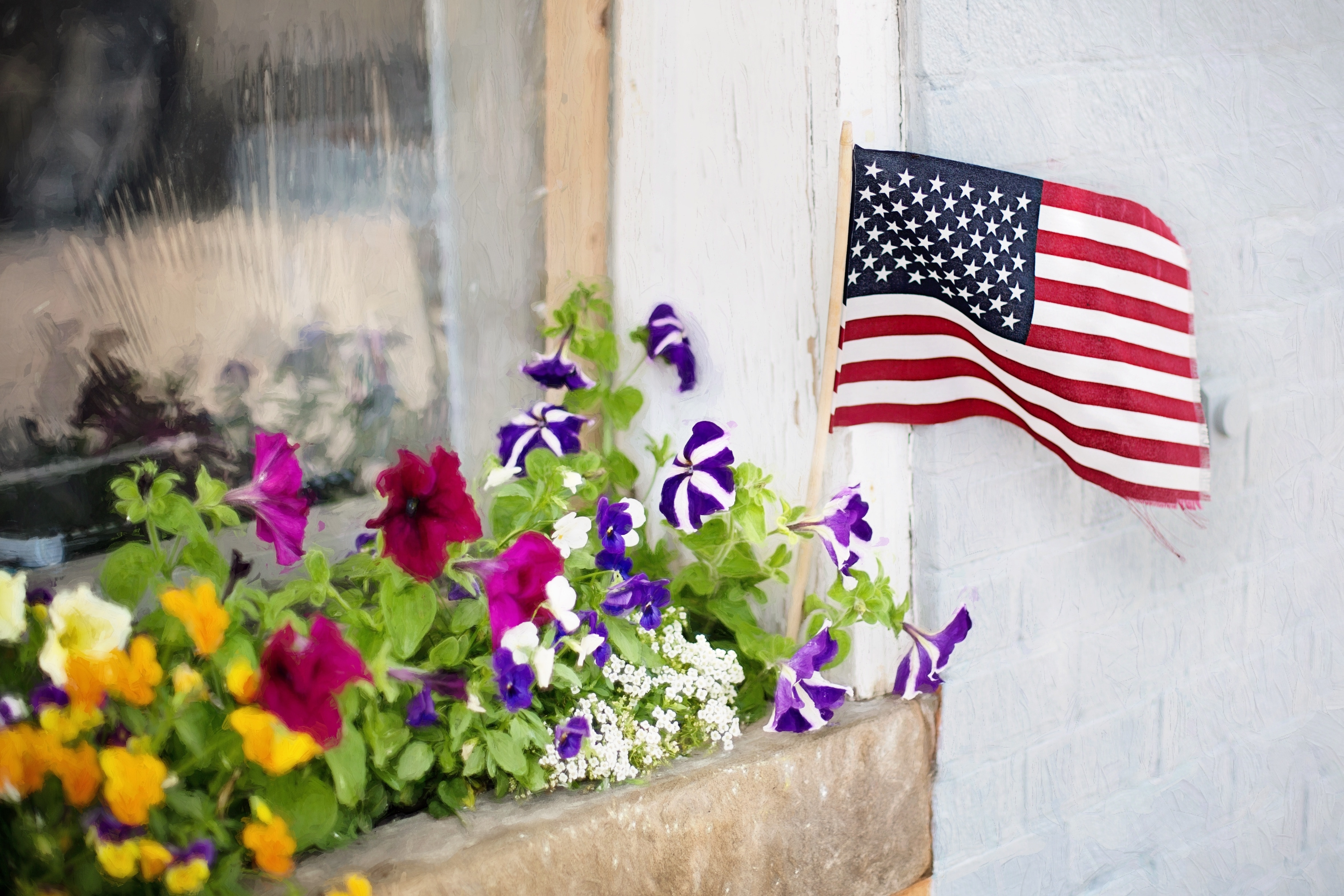 Flowers, American Flag, Fourth Of July, patriotism, striped