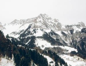 panorama photography of snow coated mountain range thumbnail