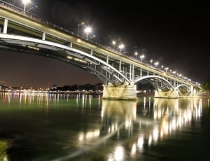 suspension bridge during nighttime thumbnail