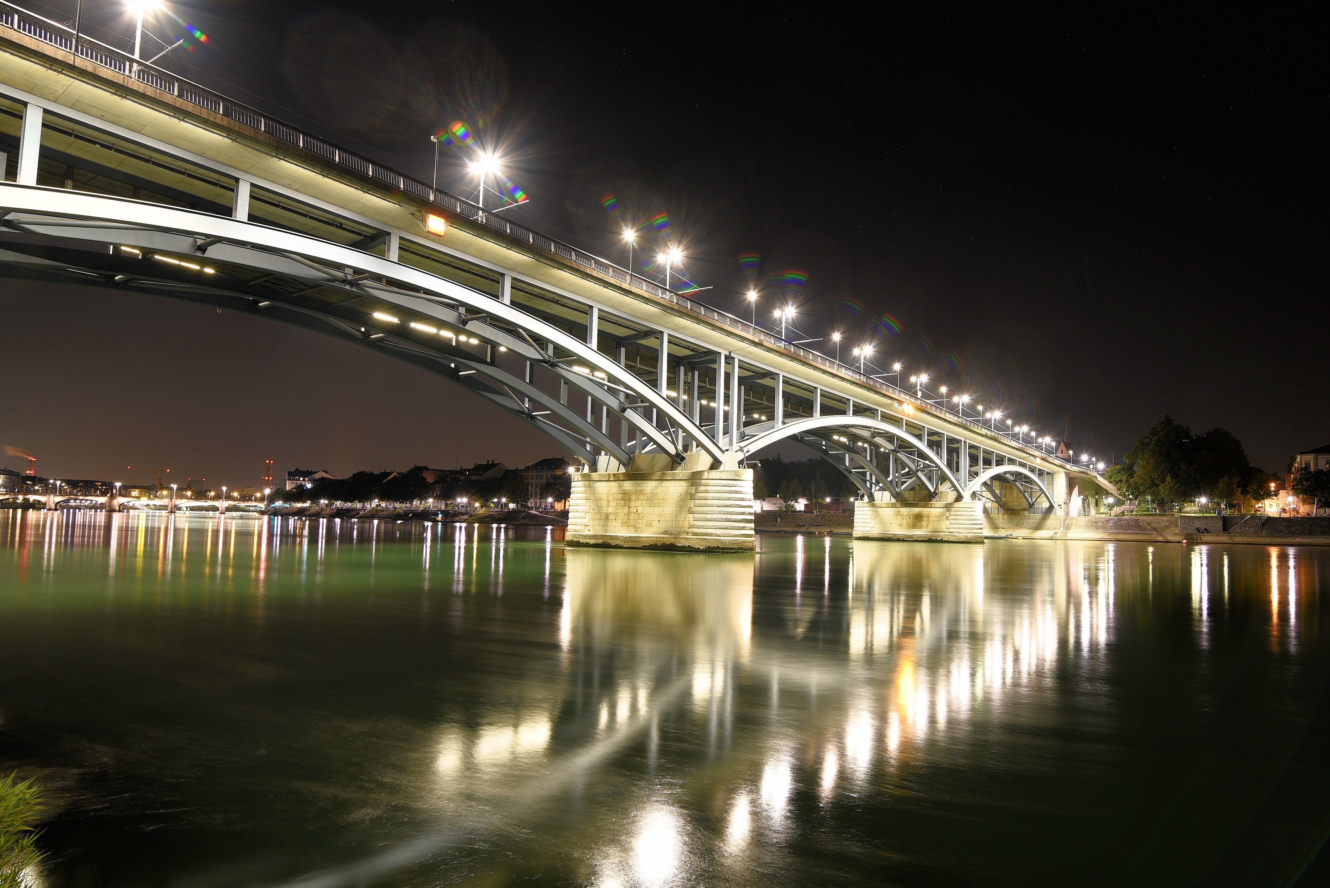suspension bridge during nighttime
