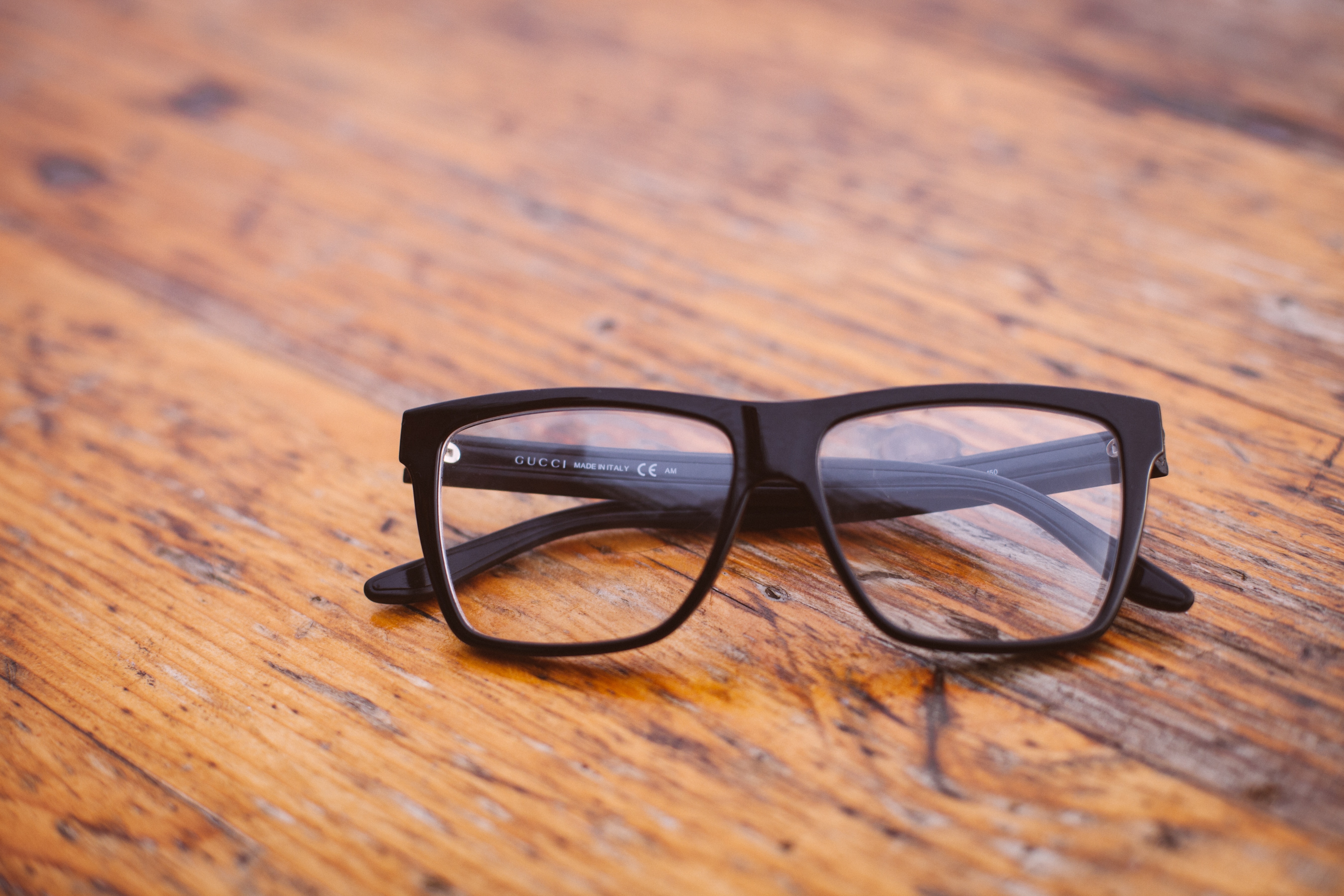 black framed eyeglasses