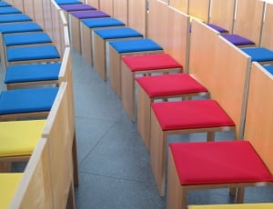 Seat, Sit, Break, Chairs, Red, Colorful, in a row, education thumbnail