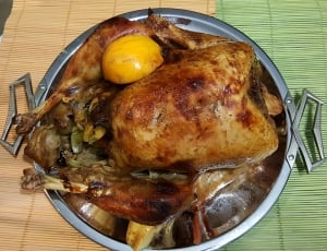 roast chicken on gray round container thumbnail