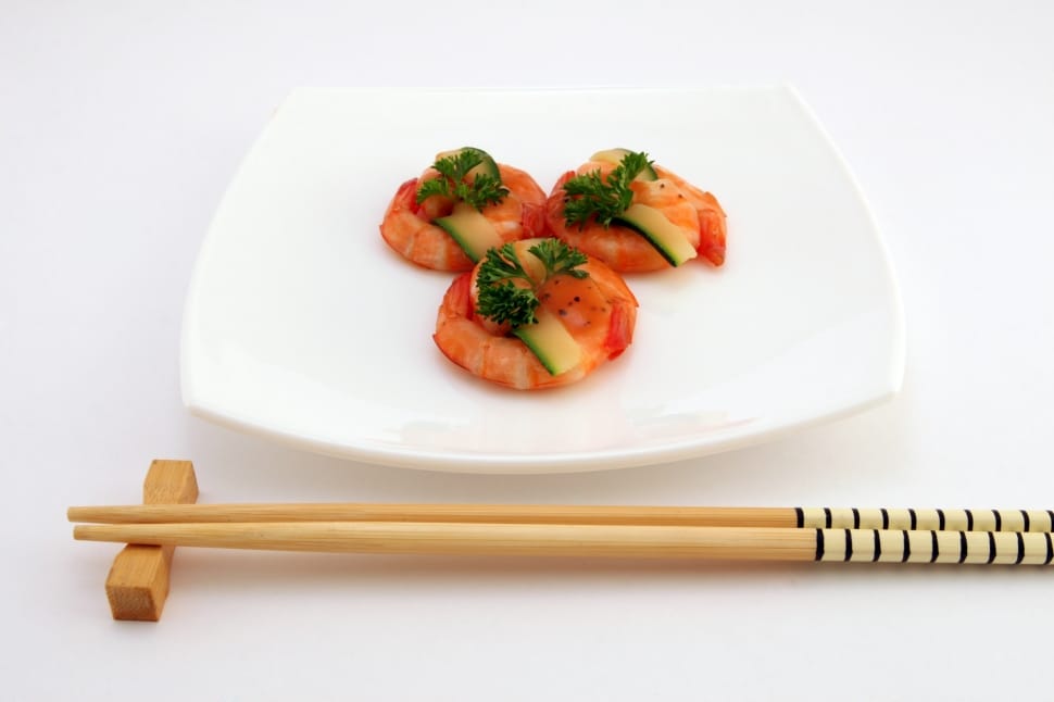 brown wooden chop sticks and shrimps preview