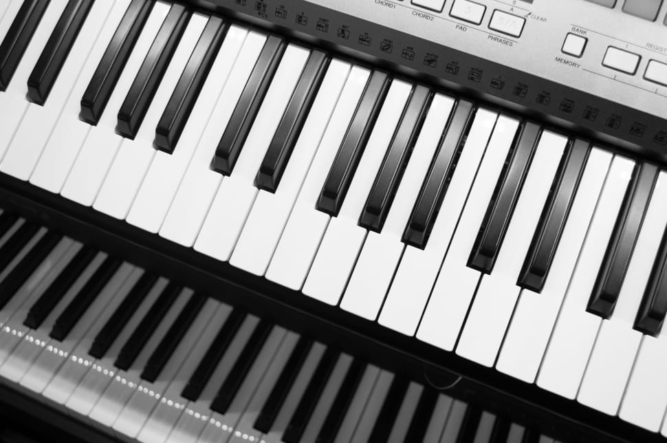 grey and black electronic keyboard keys preview