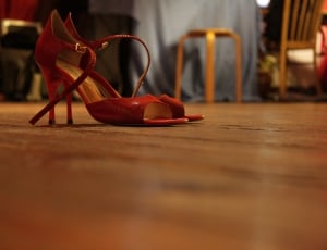 red open toe leather strap heeled platforms thumbnail