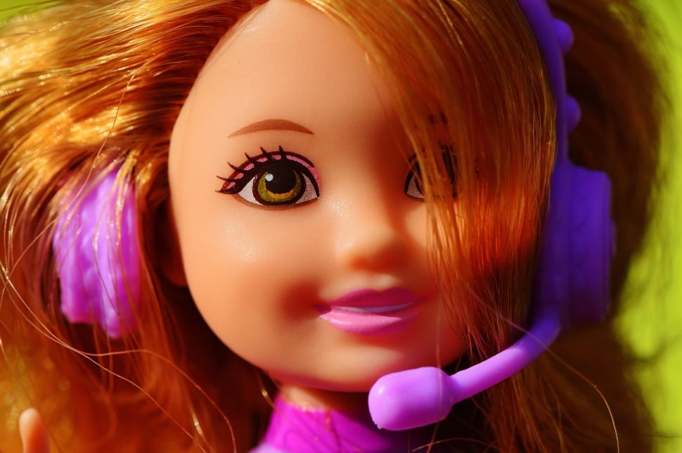 Sing, Headphones, Music, Child, Barbie, redhead, headshot preview