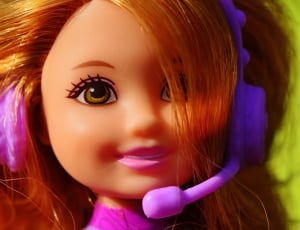 Sing, Headphones, Music, Child, Barbie, redhead, headshot thumbnail