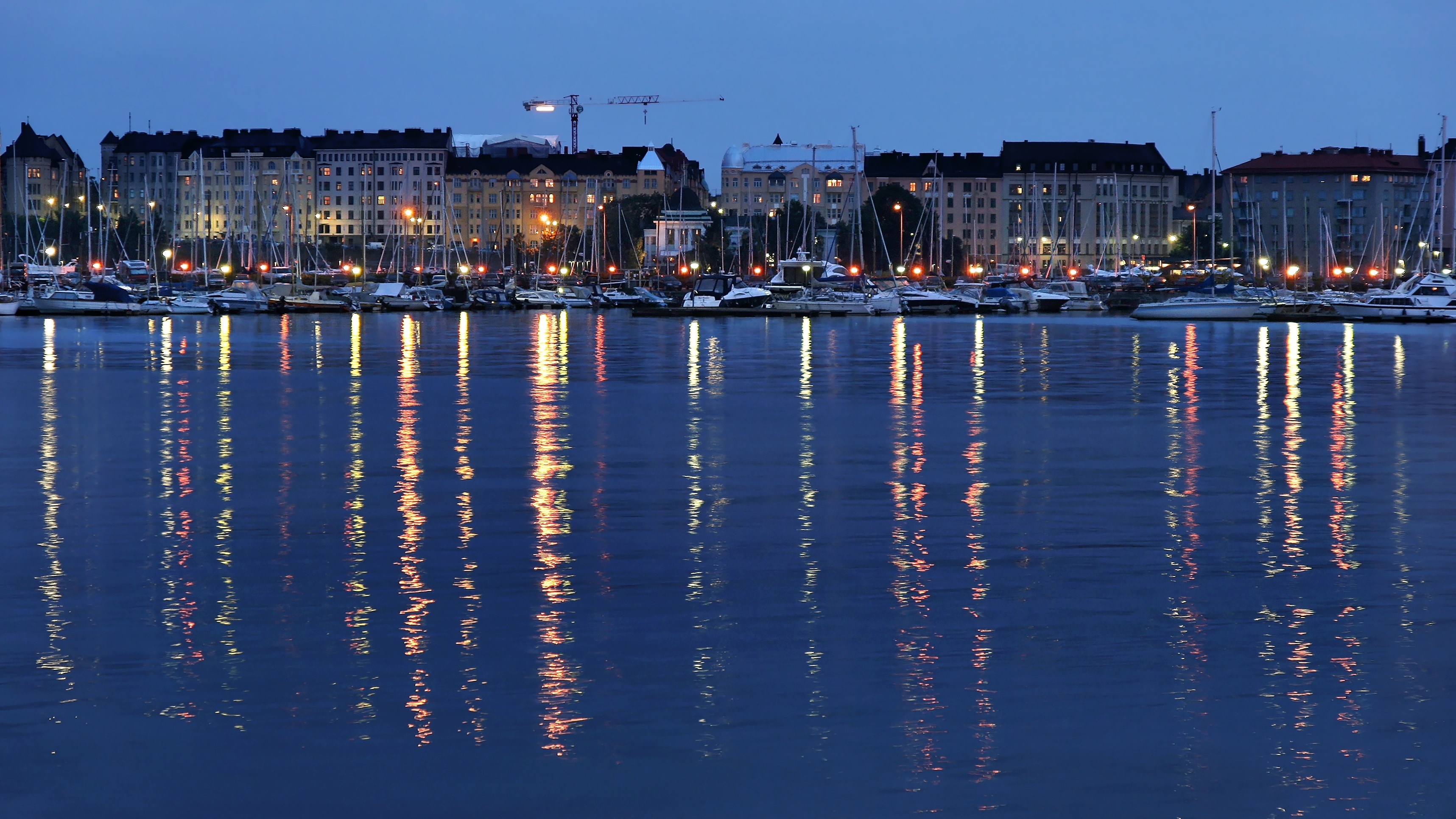 Finland, Helsinki, Finnish, Night, City, reflection, illuminated