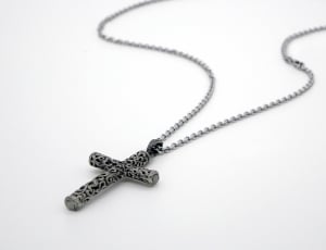 silver cross pendant necklace thumbnail