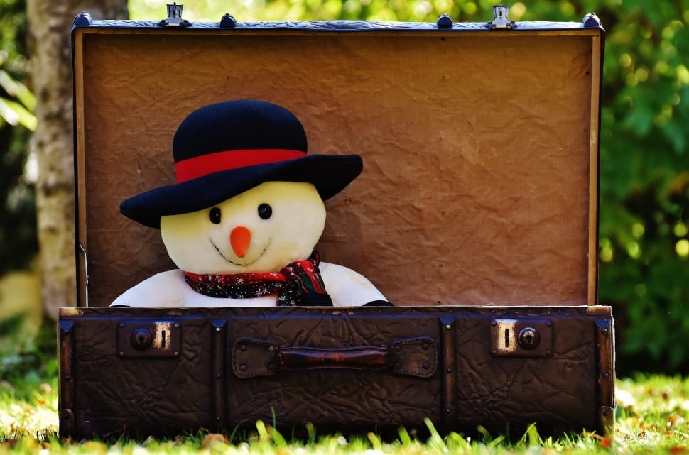 snowman wearing black and red hat plush toy preview