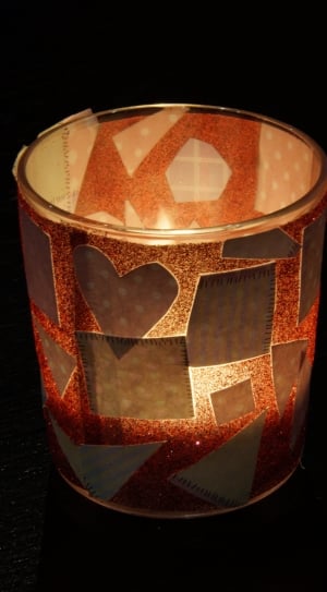 brown and beige glass candle holder thumbnail