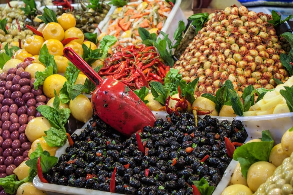 Souk, Olives, Bazaar, Market, Morocco, food and drink, fruit preview