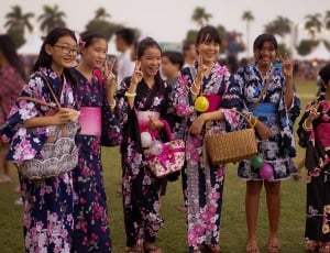 six woman wearing kimono taking a photo thumbnail