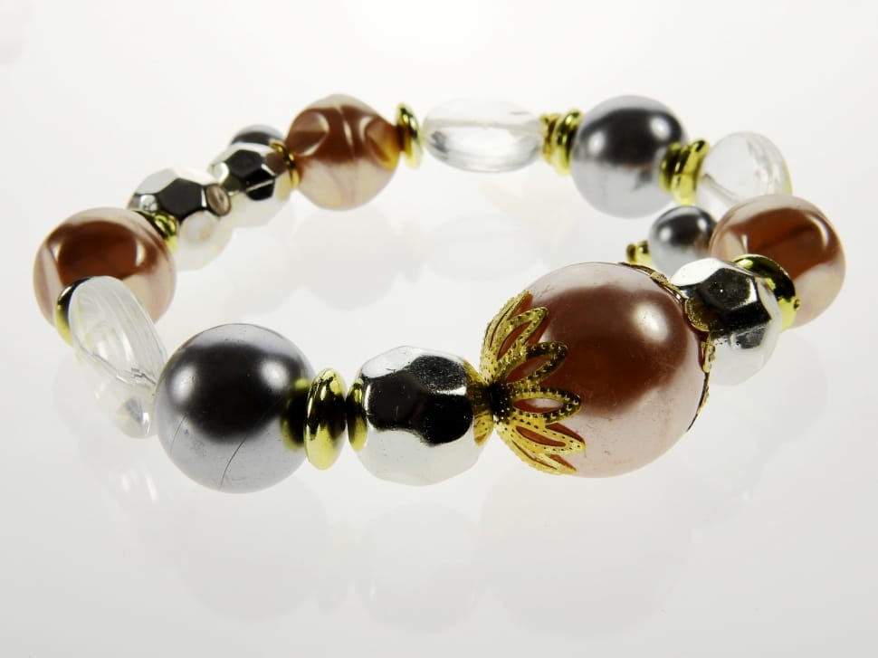 brown black and white beaded bracelet preview